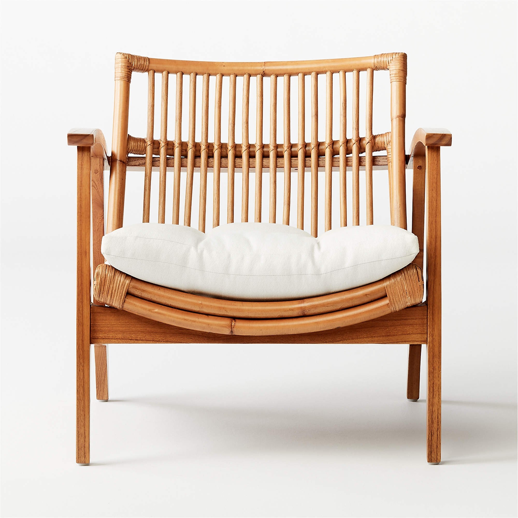 Noelie Rattan Lounge Chair with White Cushion, Mikkeli White - Image 0