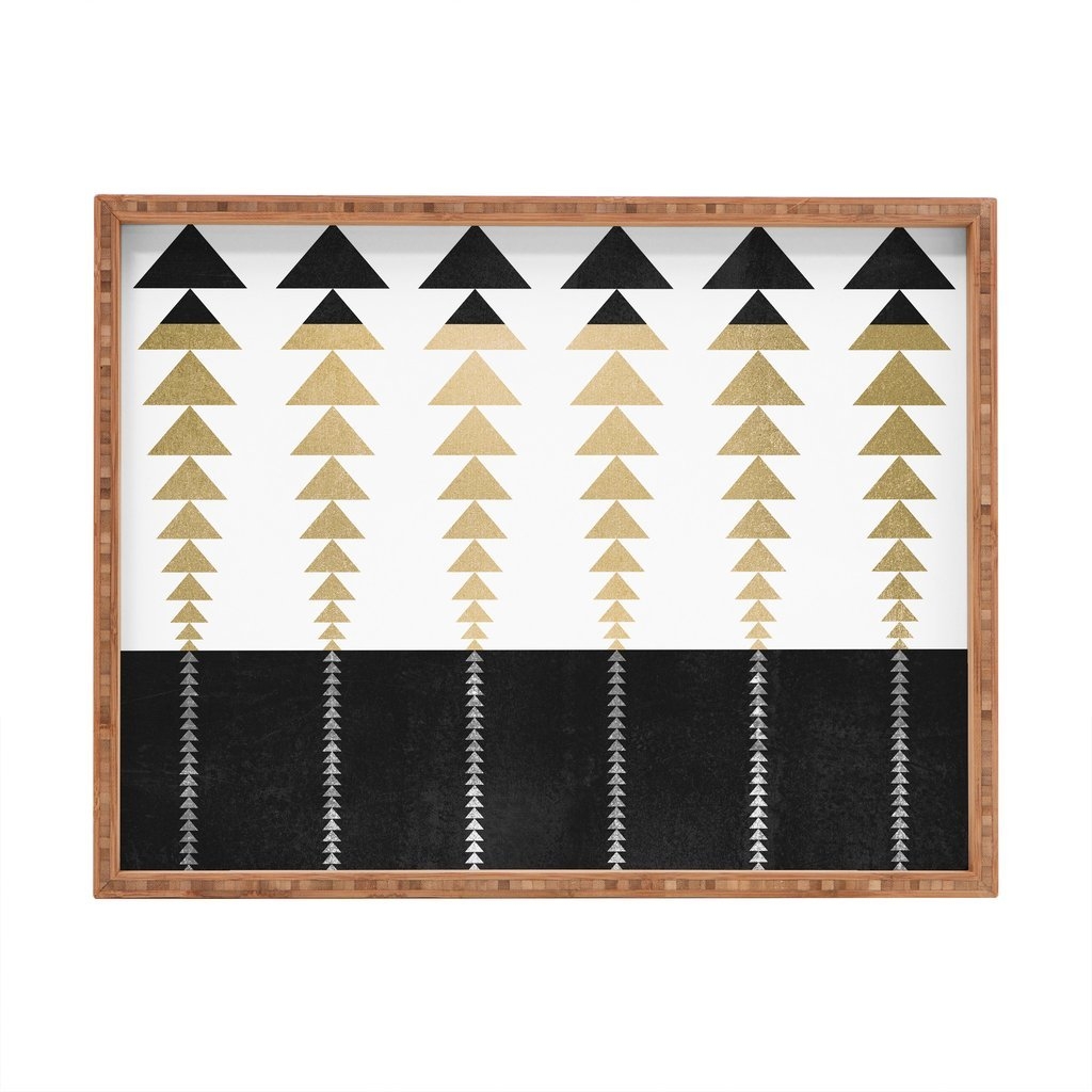 Triangles in gold Rectangular Tray - XLarge - Image 0