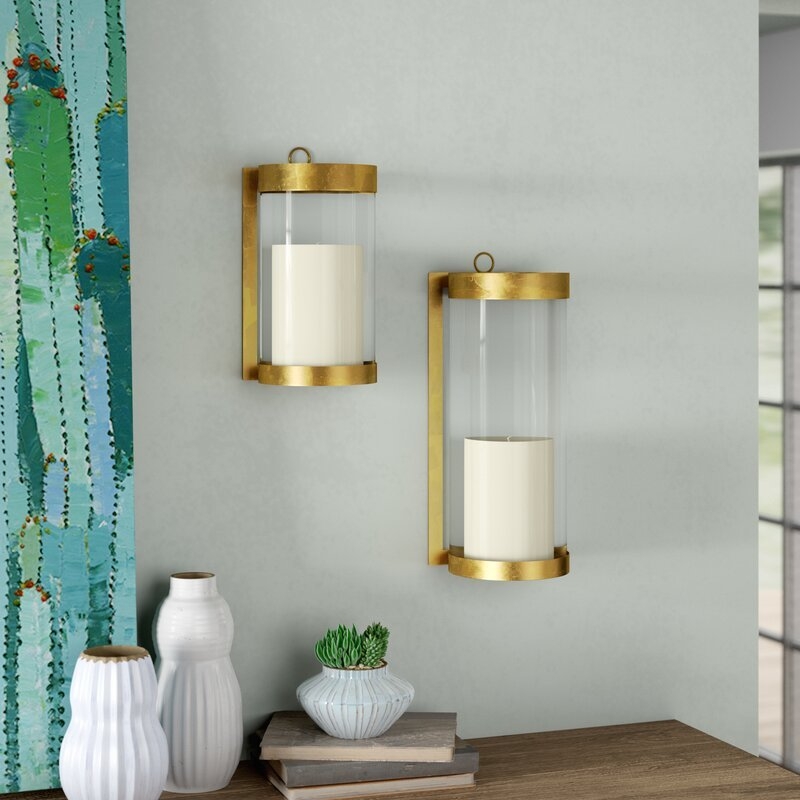 Glass and Metal Wall Sconce - Image 2