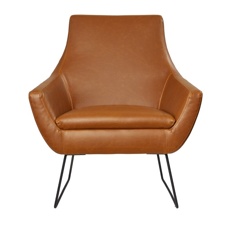 Rickman 33" W Faux Leather Armchair / Carmel Brown Faux leather - Image 1