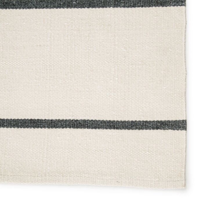 Hadden Striped Handmade Flatweave Ivory/Dark Gray Indoor / Outdoor Area Rug - Image 2