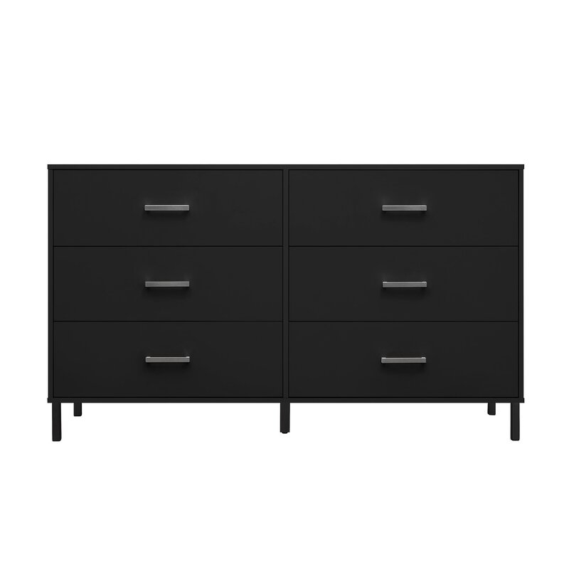 Alexei 6 Drawer Double Dresser- Black - Image 0