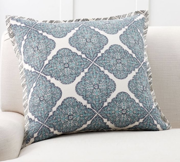 Dinah Reversible Pillow Cover, 20", Blue Multi - Image 0