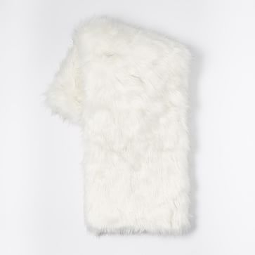 Faux Fur Brushed Tips Throw, 47"x60", Stone White - Image 1