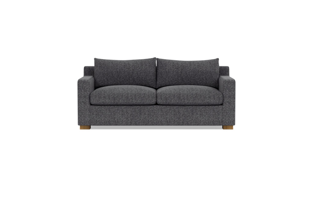 Custom Sloan Sleeper Sofa in Performance Textured Weave Pepper with Natural Oak Block Legs - Image 0