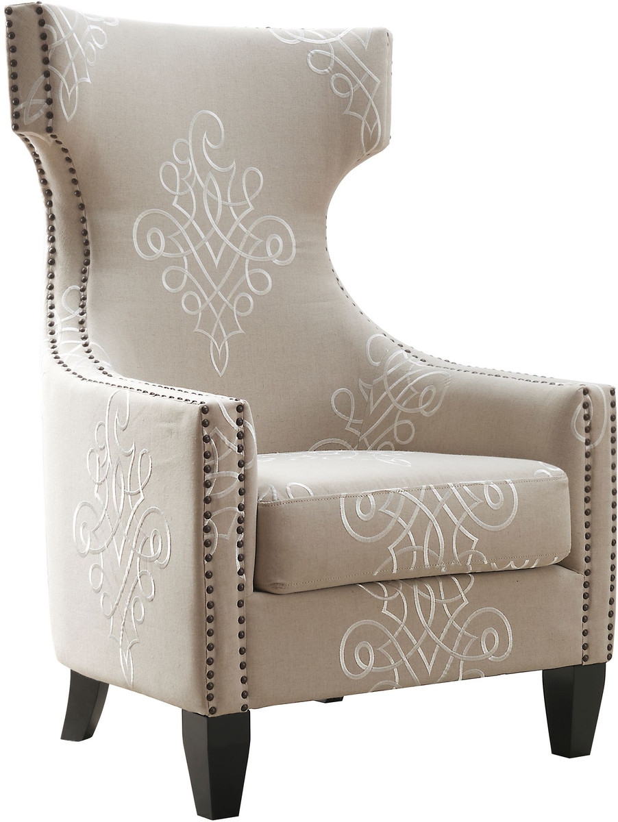 Gracie Embroidered Linen Wing Chair - Image 0