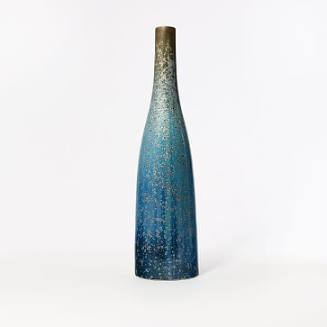 Reactive Glaze Vase, Light Blue, Extra Tall Bottle, 25" - Image 0