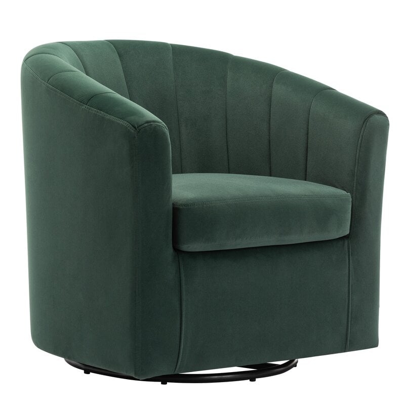 Barrentine 30.3'' Wide Tufted Velvet Yes Barrel Chair / Green Velvet - Image 0