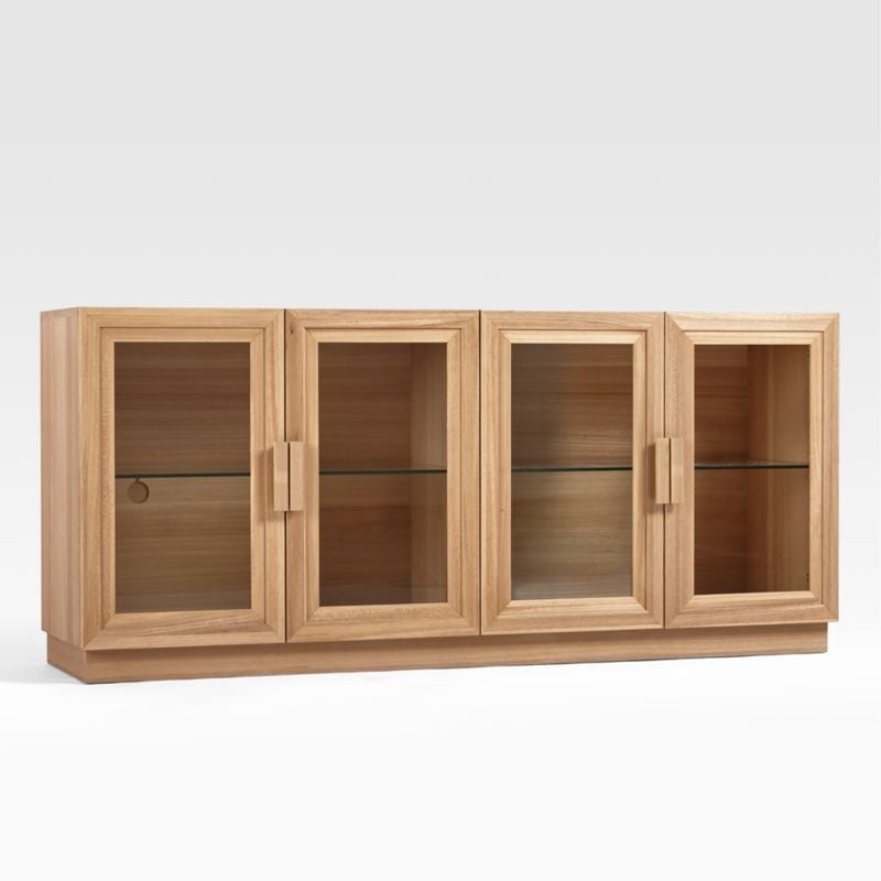 Calypso Natural Wood 72" Media Console with Glass Doors - Image 1