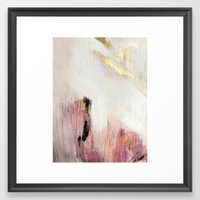 Sunrise [2]: a bright, colorful abstract piece in pink, gold, black,and white Framed Art Print - Image 0