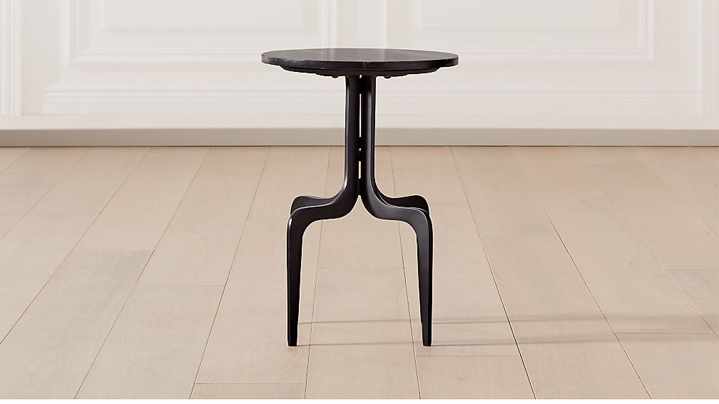 DORSET ROUND BLACK MARBLE SIDE TABLE - Image 0