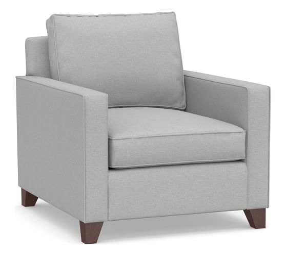 Cameron Square Arm Upholstered Deep Seat Armchair, Polyester Wrapped Cushions, Brushed Crossweave Light Gray - Image 0