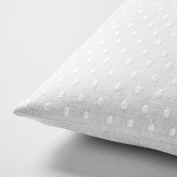 Embroidered Dot Pillow Cover, 20"x20", Frost Gray - Image 2