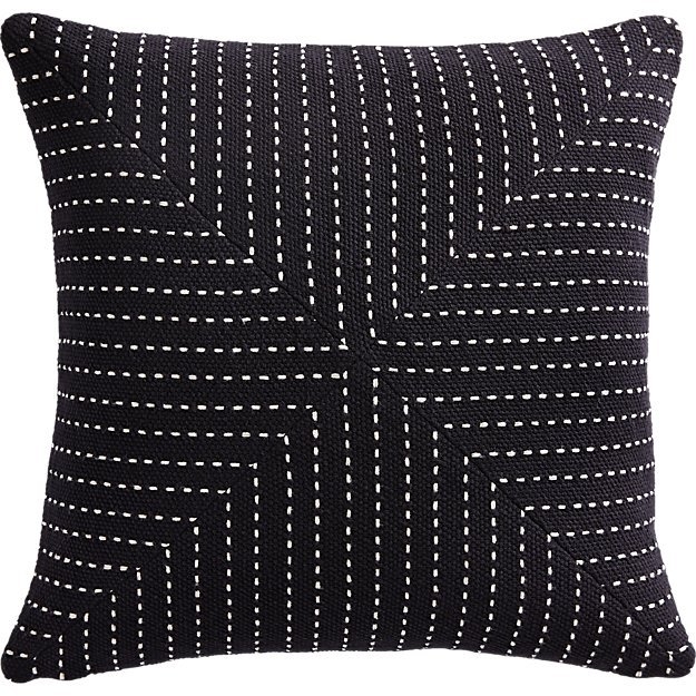 Clique Black Pillow with Down-Alternative Insert, 20"x20" - Image 0