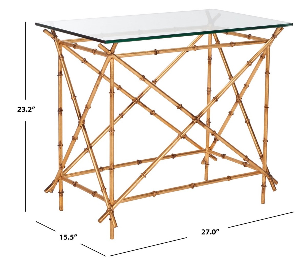 Mark Crisscrossed Accent Table - Gold/Clear - Safavieh - Image 3
