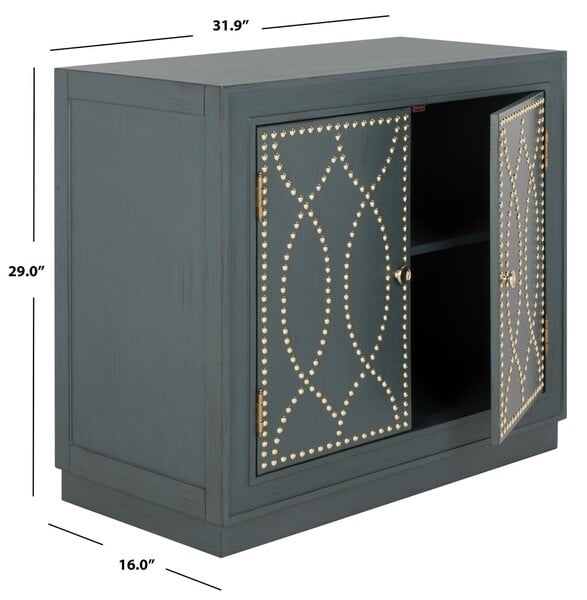 Yuna 2 Door Chest - Steel Teal/Gold - Safavieh - Image 1