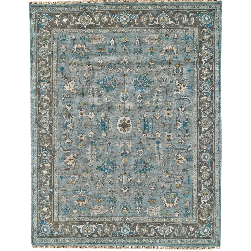 Flaxberry Hand-Knotted Wool Blue Area Rug by Astoria Grand - Image 0