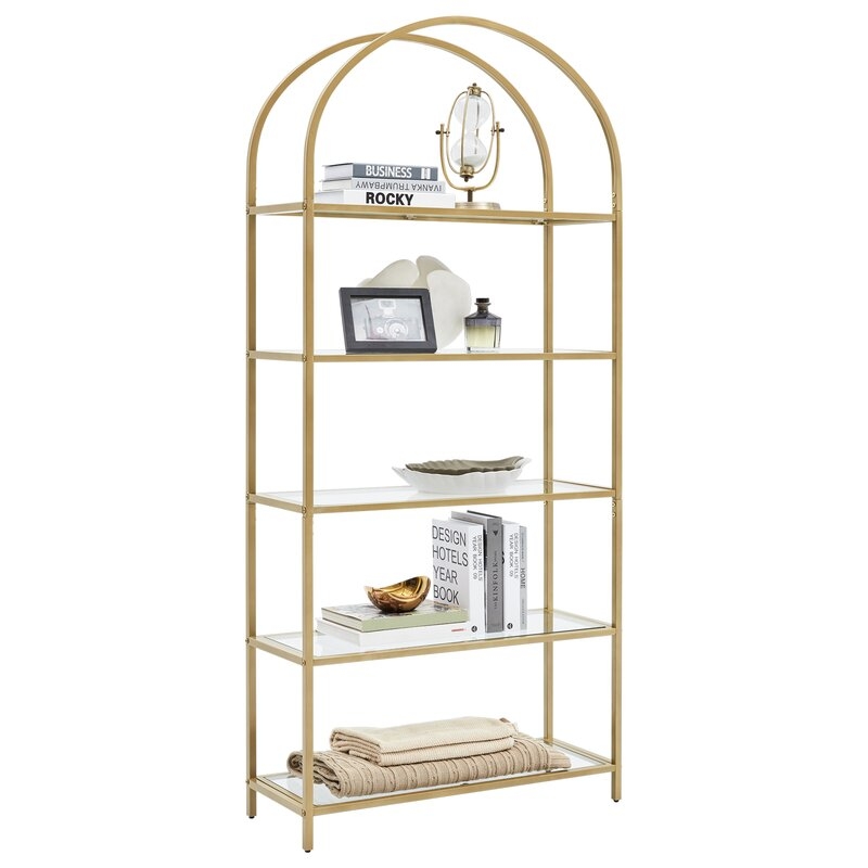 Kendra 72.2'' H x 32.7'' W Steel Etagere Bookcase - Image 2