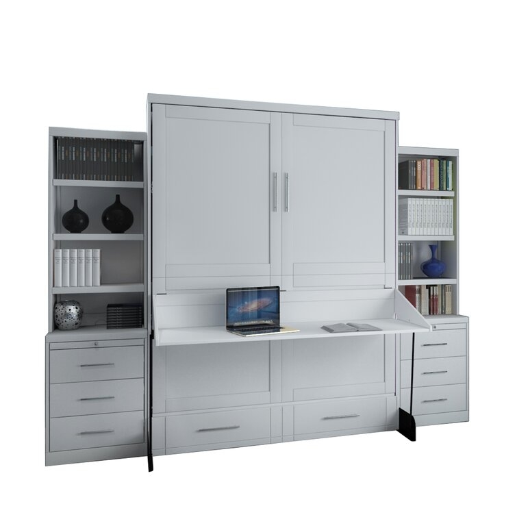 Brentwood Queen Murphy DeskBed with Two Drawer Bookcases - Image 1