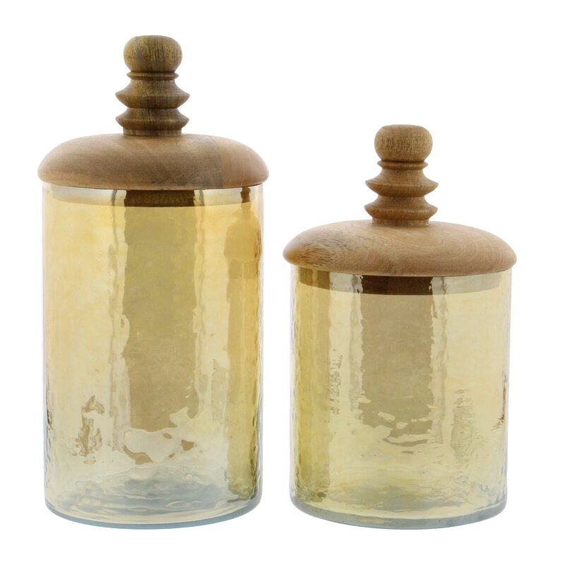 Glass/Wood 2-Piece Kitchen Canister Set - Image 0