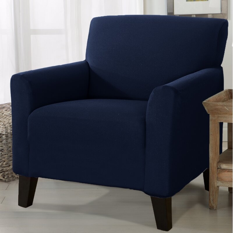 Solid Stretch Box Cushion Armchair Slipcover - Image 0