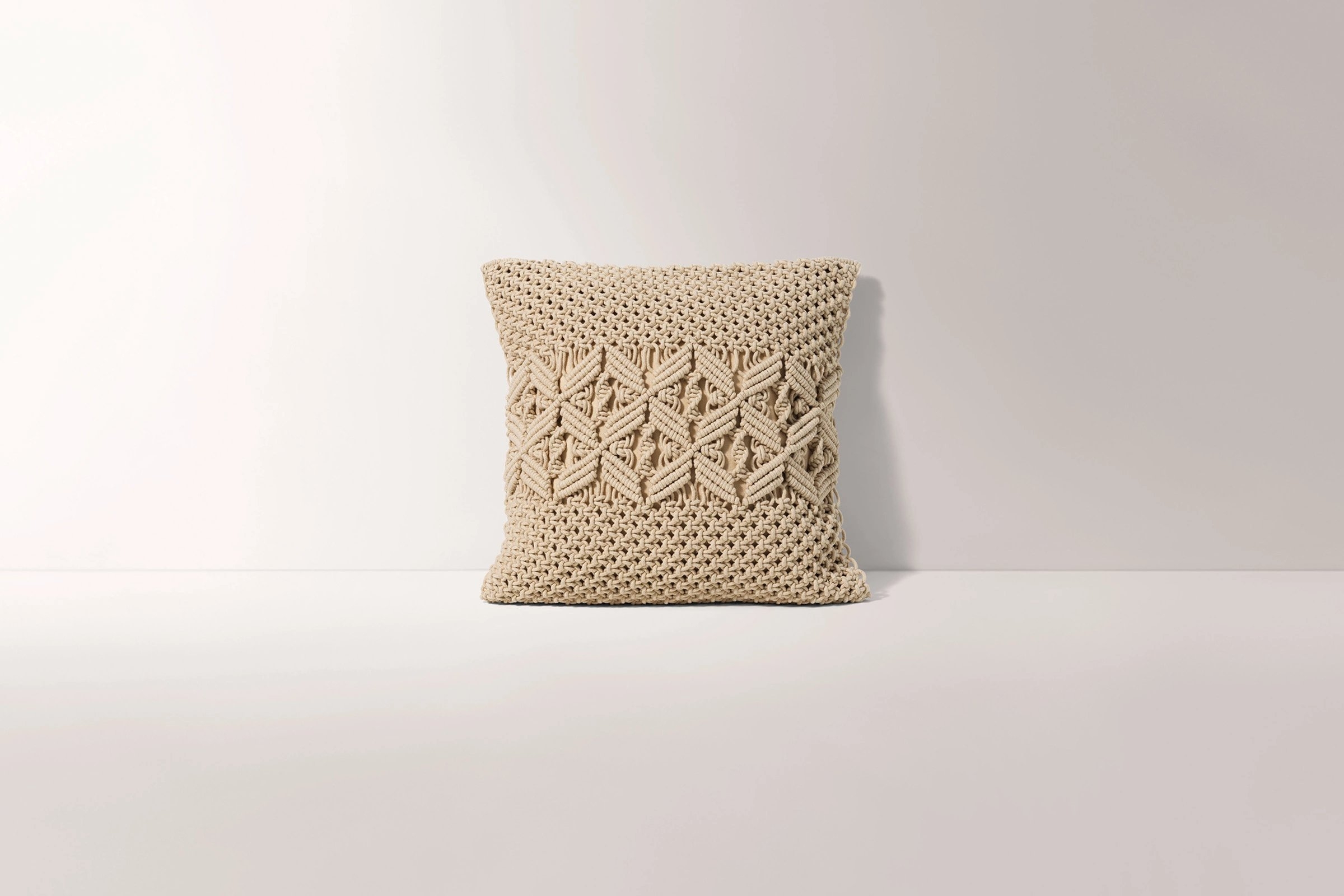 Natural Macramé Pillow Cover with Insert - Image 0