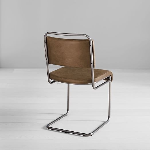 Industrial Cantilever Leather Chair, Mansum Leather, Sand/Gunmetal - Image 3