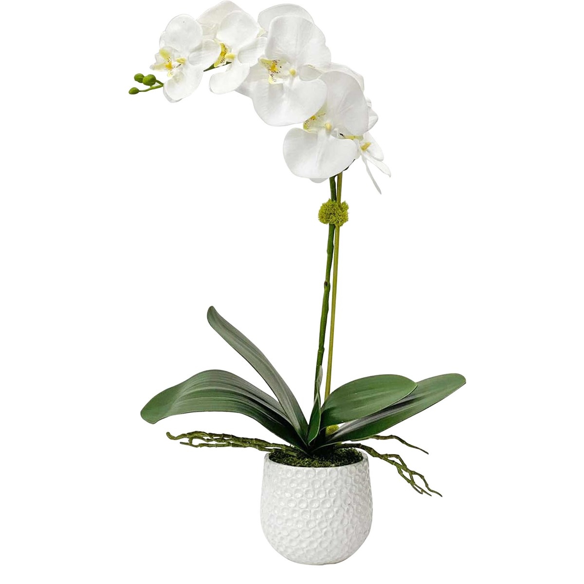 Cami Faux Orchid, White Ceramic Pot - Image 0