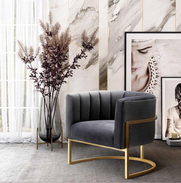 Magnolia Grey Velvet  Chair - Image 1