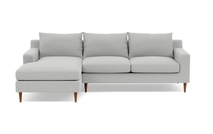 SLOAN Sectional Sofa with Left Chaise, Ecru, Oiled Walnut Tapered Legs - Image 0