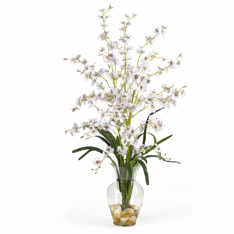 Dancing Lady Silk Orchids Floral Arrangement in Vase - Image 0