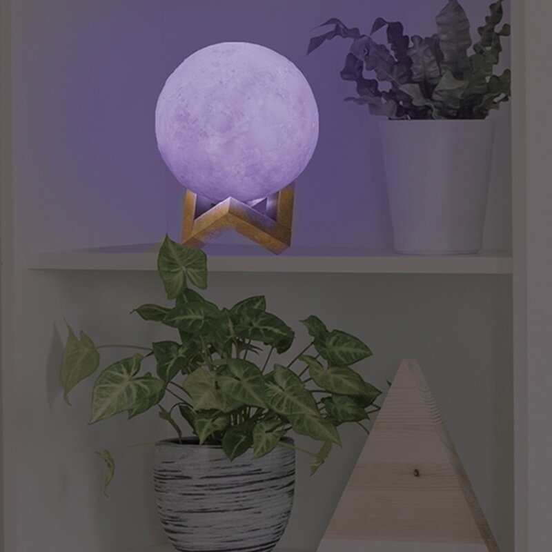Walnut 3D Moon Light 4" Table Lamp - Image 1