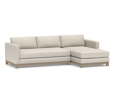 Jake Upholstered Left Arm 2-Piece Sectional with Chaise with Wood Legs, Polyester Wrapped Cushions, Performance Twill Stone - Image 0
