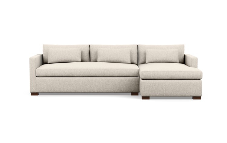 Charly Sleeper Sectional sofa with right chaise CROSSWEAVE WHEAT Fabric and Oiled Walnut legs - Image 0