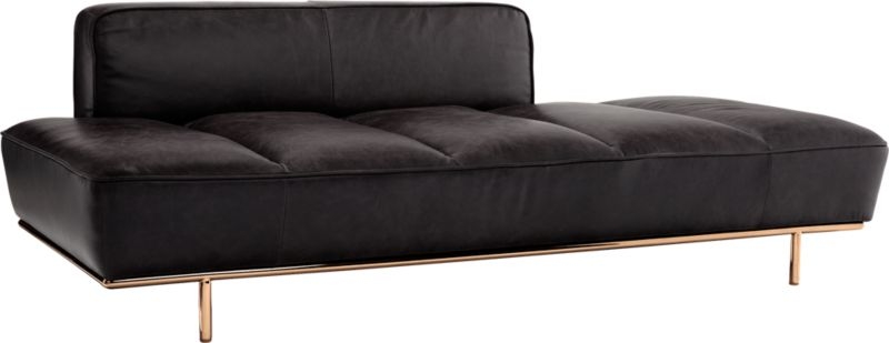 Lawndale Black Leather Daybed with Brass Base - Image 2
