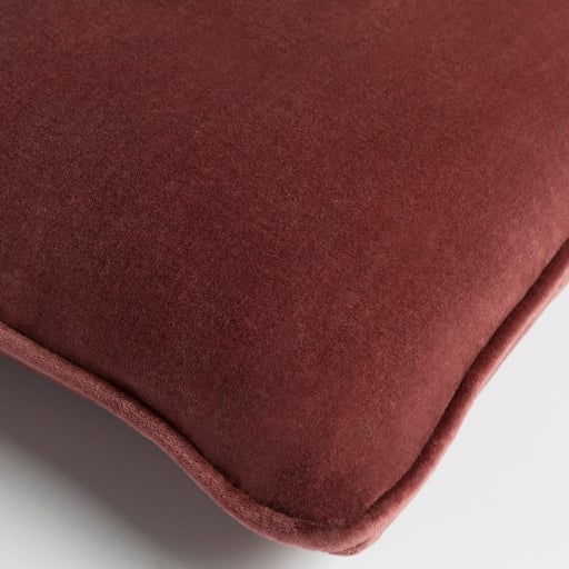 Safflower Velvet Throw Pillow, Dusty Red, 18" x 18" - Image 2
