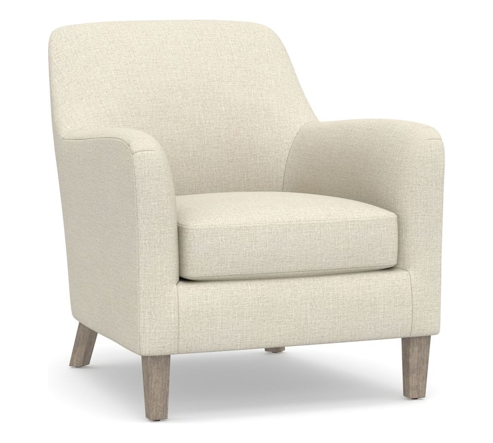 SoMa Burton Upholstered Armchair, Polyester Wrapped Cushions, Basketweave Slub Oatmeal - Image 0