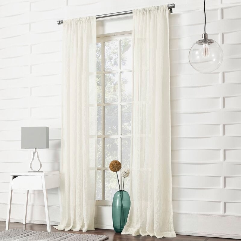 Reese Solid Sheer Rod Pocket Single Curtain Panel - Image 1