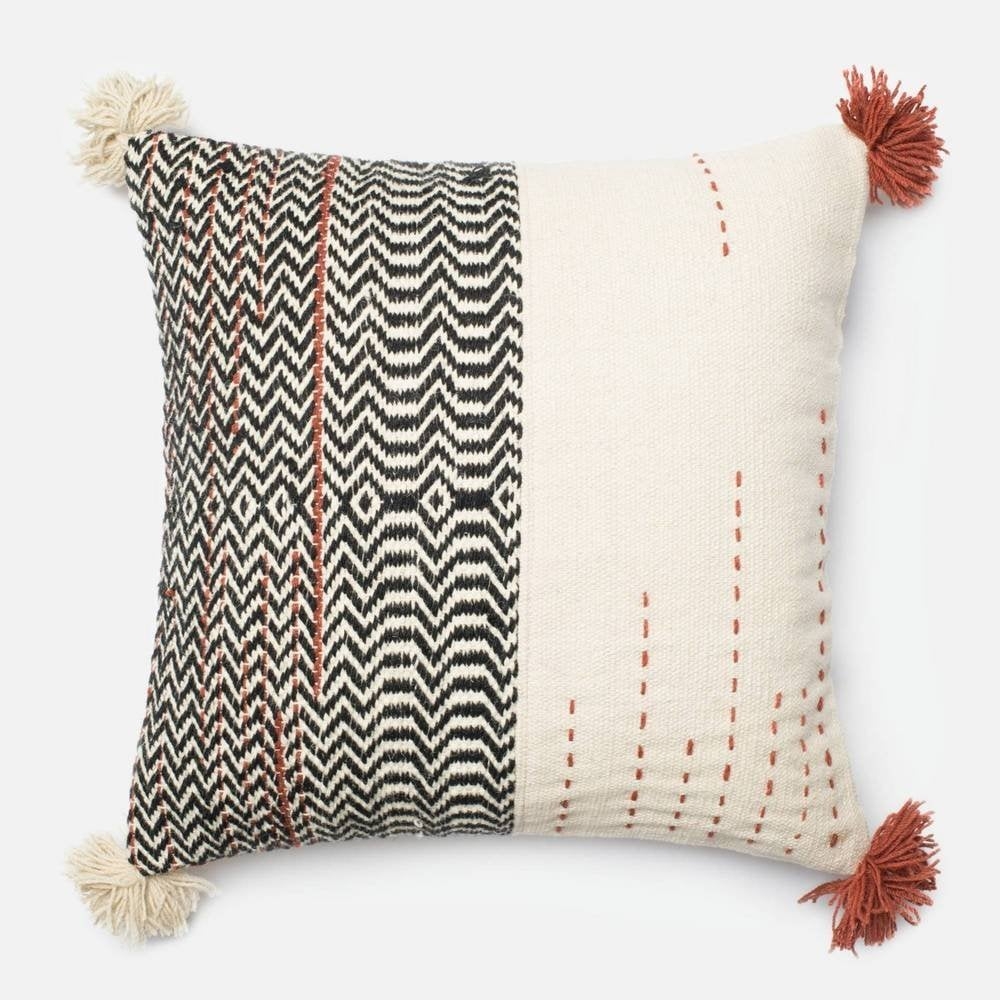 Black, Ivory, and Red Pillow 22 X 22 - Image 0