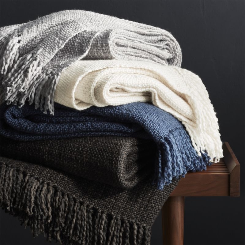 Styles Ecru Fringe Throw Blanket - Image 1