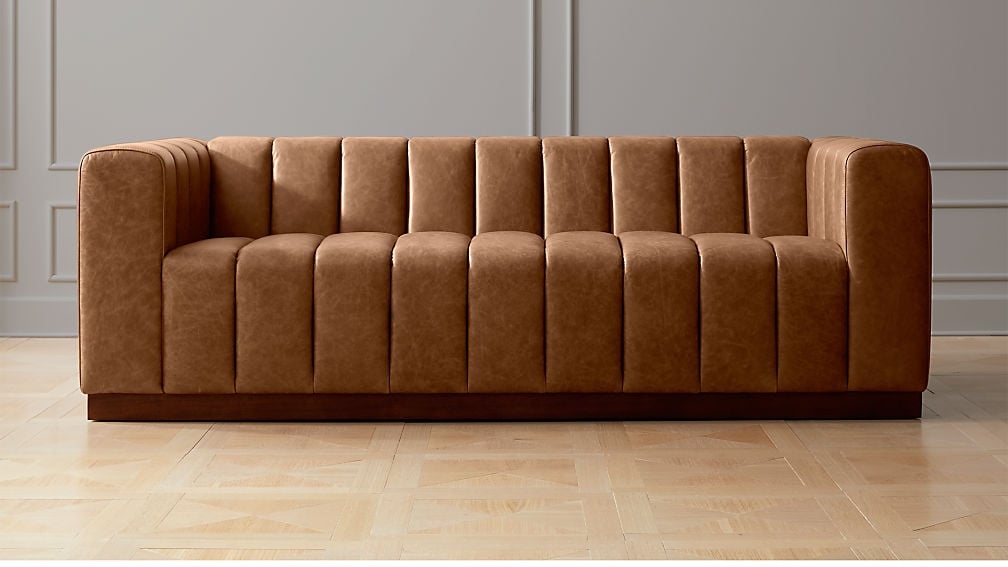 Forte Channeled Saddle Leather Sofa - Image 0