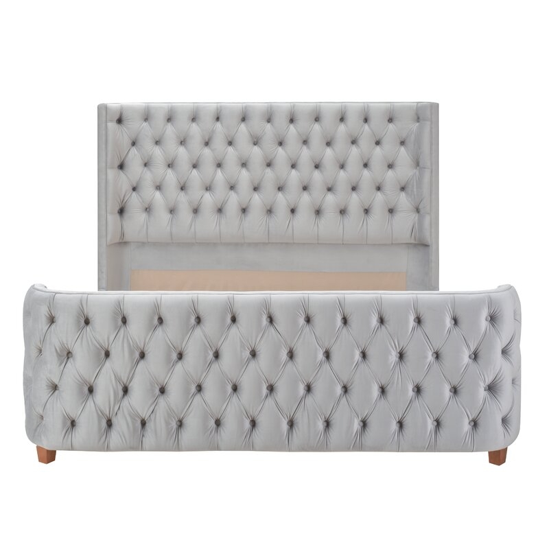 King White Janiyah Upholstered Standard Bed_ Opay Gray - Image 1