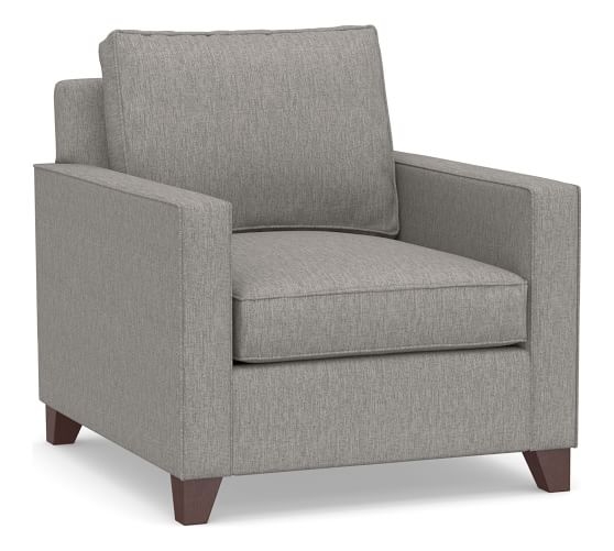 Cameron Square Arm Upholstered Deep Seat Armchair, Polyester Wrapped Cushions, Sunbrella(R) Performance Sahara Weave Charcoal - Image 0