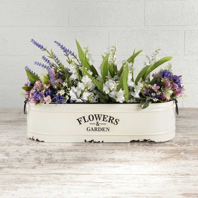 Enamel Flowers and Garden Container Metal Planter Box - Image 0