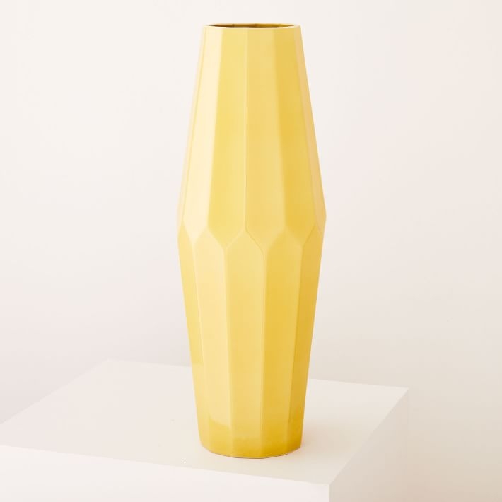 New Faceted Porcelain Vase, Tall Tapered, Dark Horseradish - Image 0