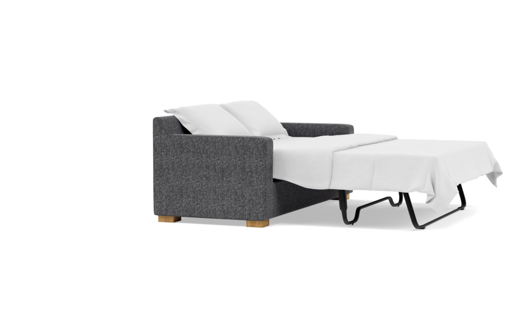 Custom Sloan Sleeper Sofa in Performance Textured Weave Pepper with Natural Oak Block Legs - Image 6