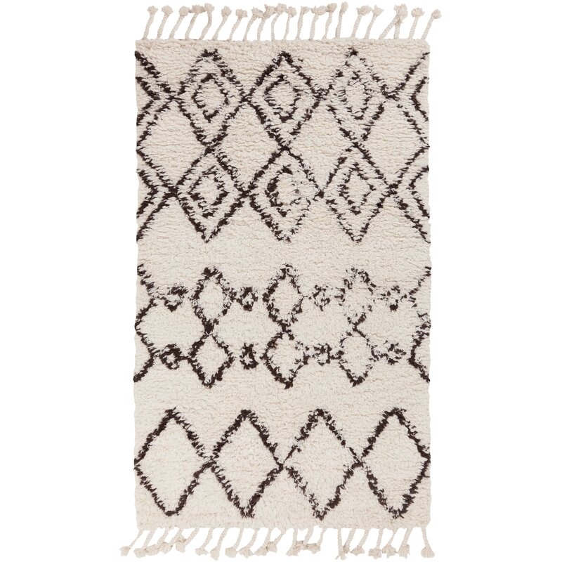 Simon Geometric Handmade Flatweave Wool Dark Brown/Cream Area Rug - 5'x8' - Image 0