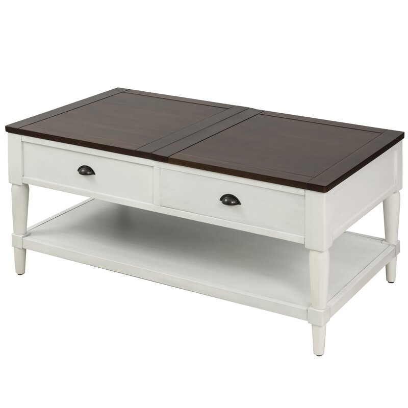 Sisk Lift Top Coffee Table with Storage-Antique White - Image 4