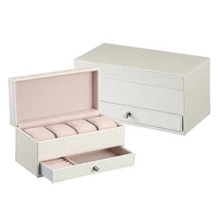 Double Layer Synthetic Leather Multi Function Watch Storage Box Travel Jewelry Box Bracelet Earring Storage Box - Image 0