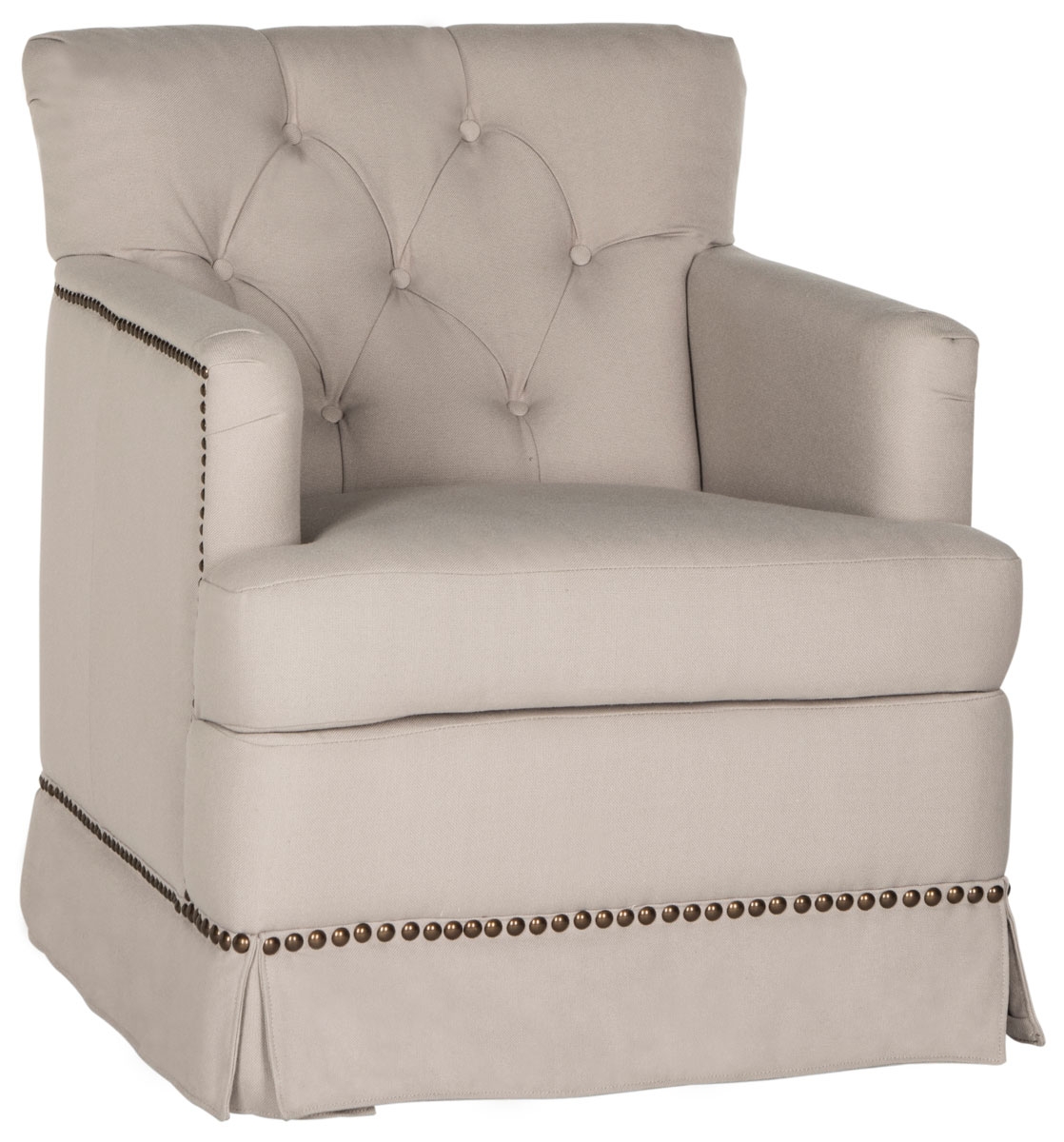 Millicent Swivel Accent Chair - Brass Nail Heads - Taupe - Arlo Home - Image 0